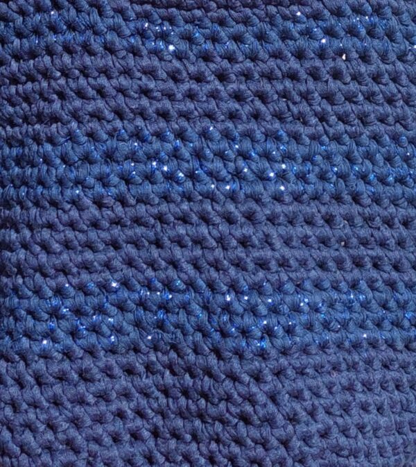 Sac cabas bleu marine/lurex bleu marine fait main confectionné au crochet